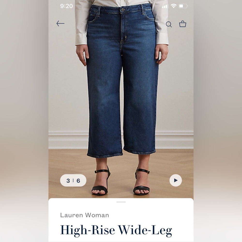 Ralph Lauren High Rise Crop Wide Leg Denim Jeans 22W & 20W - Picture 3 of 11
